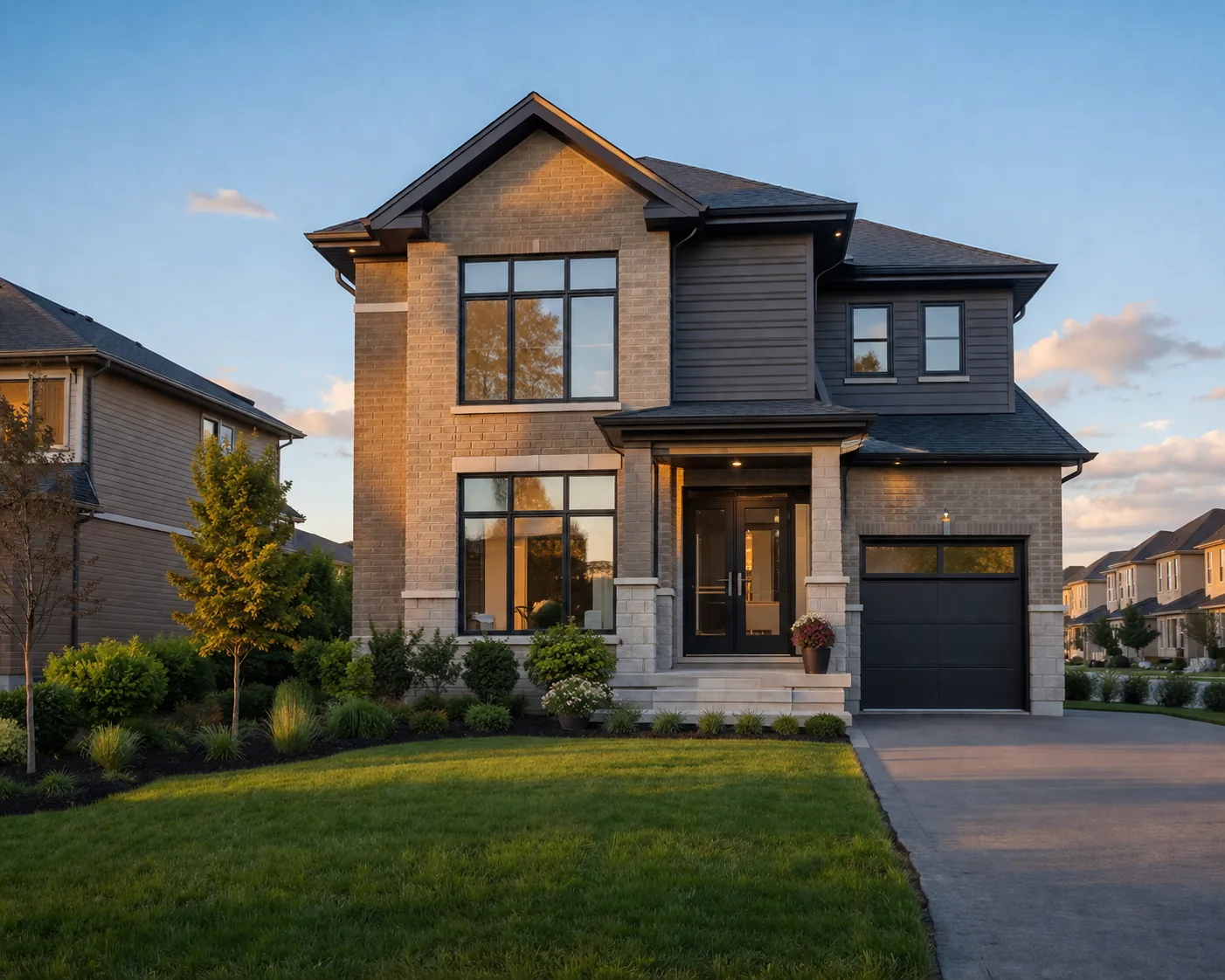 How much mortgage can I afford in Ottawa, shown by an inviting Ottawa family home at golden hour