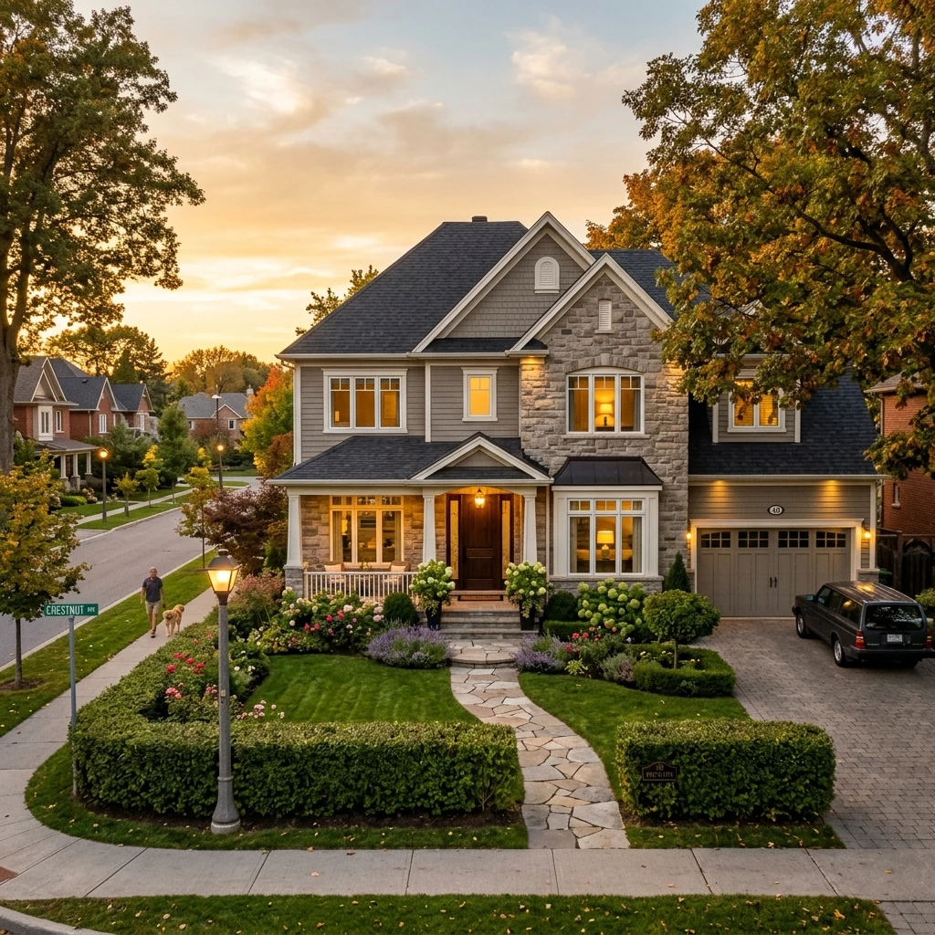 A row of Ottawa homes at golden hour, financed across Nick's Ottawa mortgage services