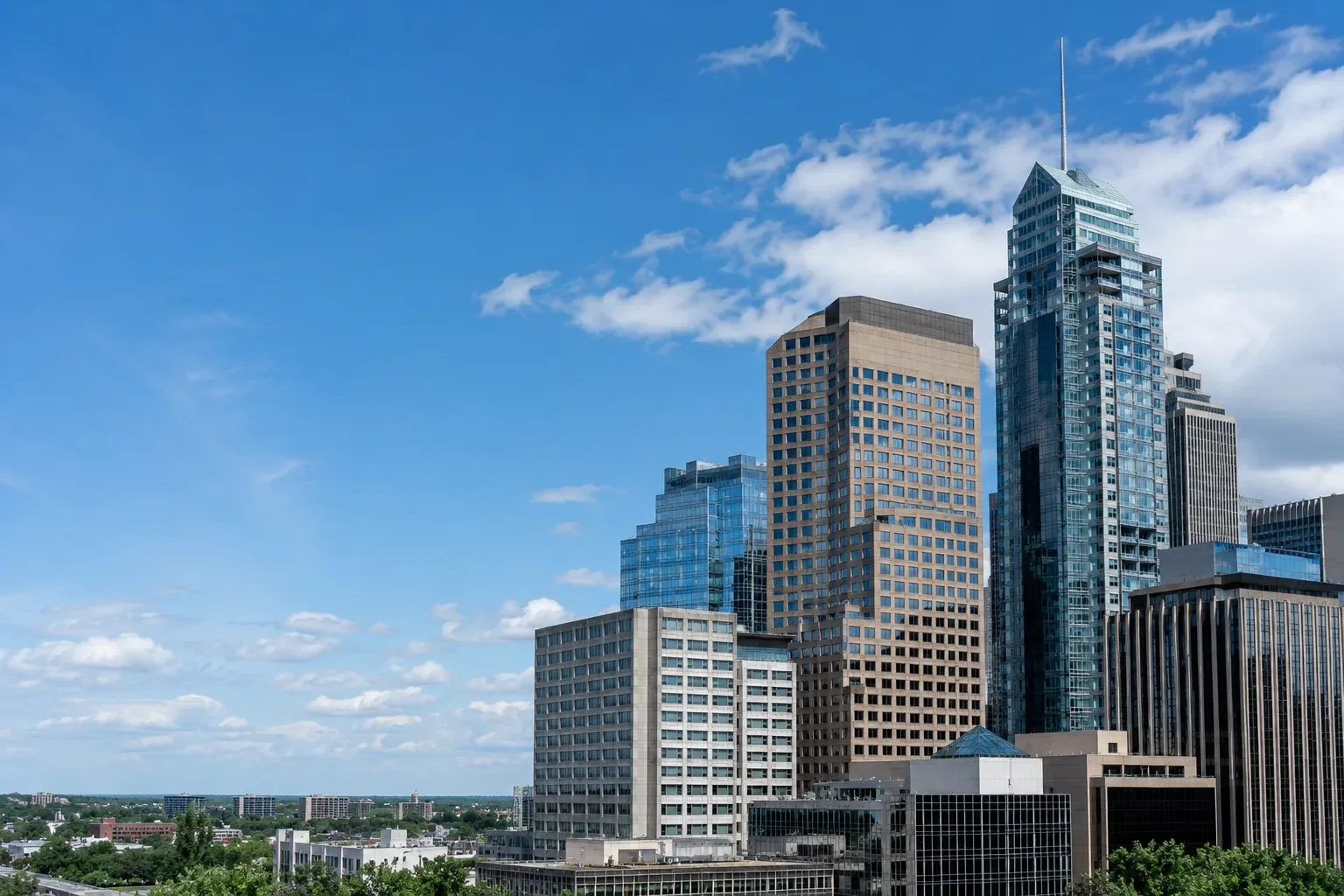 Downtown Ottawa financial district towers on a clear summer day, the market where lenders set Ottawa mortgage rates