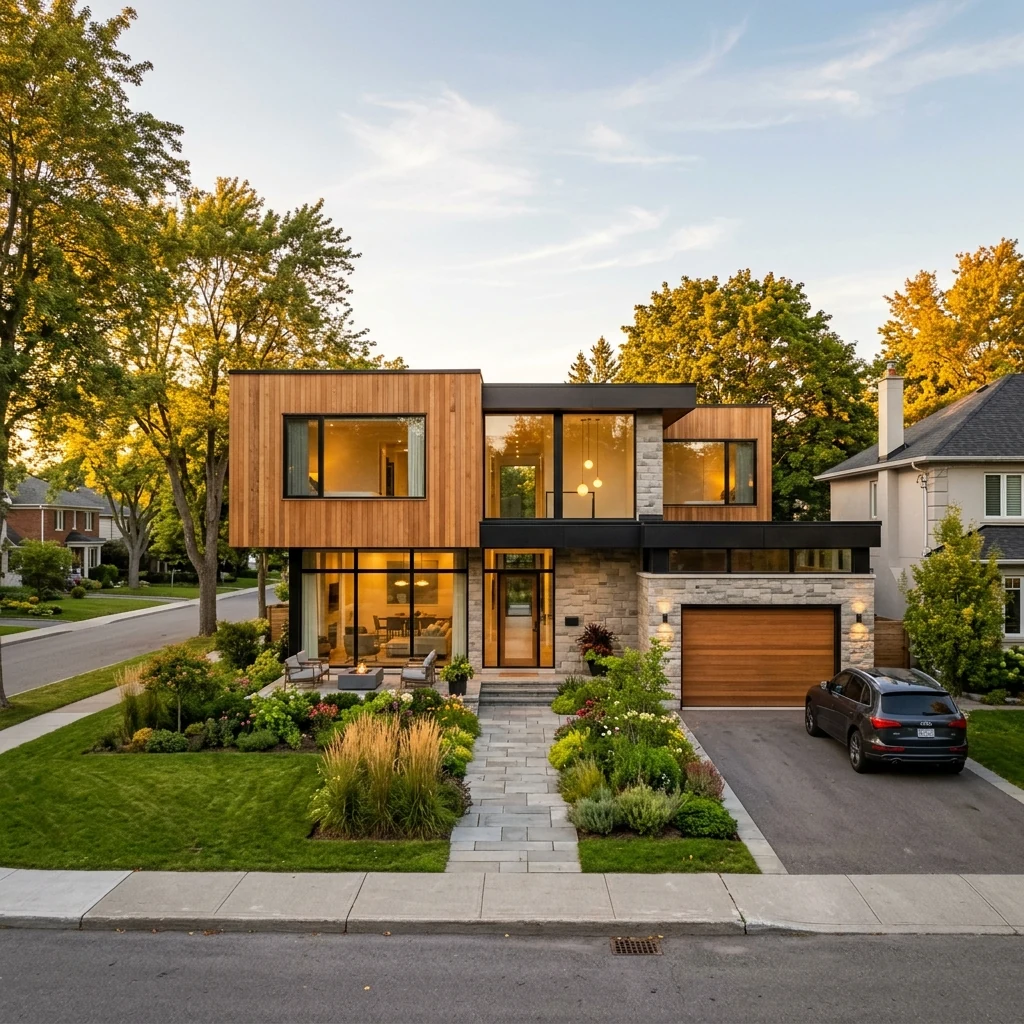 A modern Ottawa home at golden hour, financed after a first conversation with mortgage agent Nick Bachusky