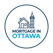 Mortgage in Ottawa logo, a house beside the Ottawa Peace Tower