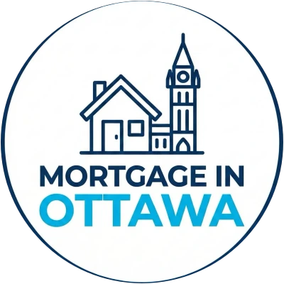 Mortgage in Ottawa logo, a house beside the Ottawa Peace Tower