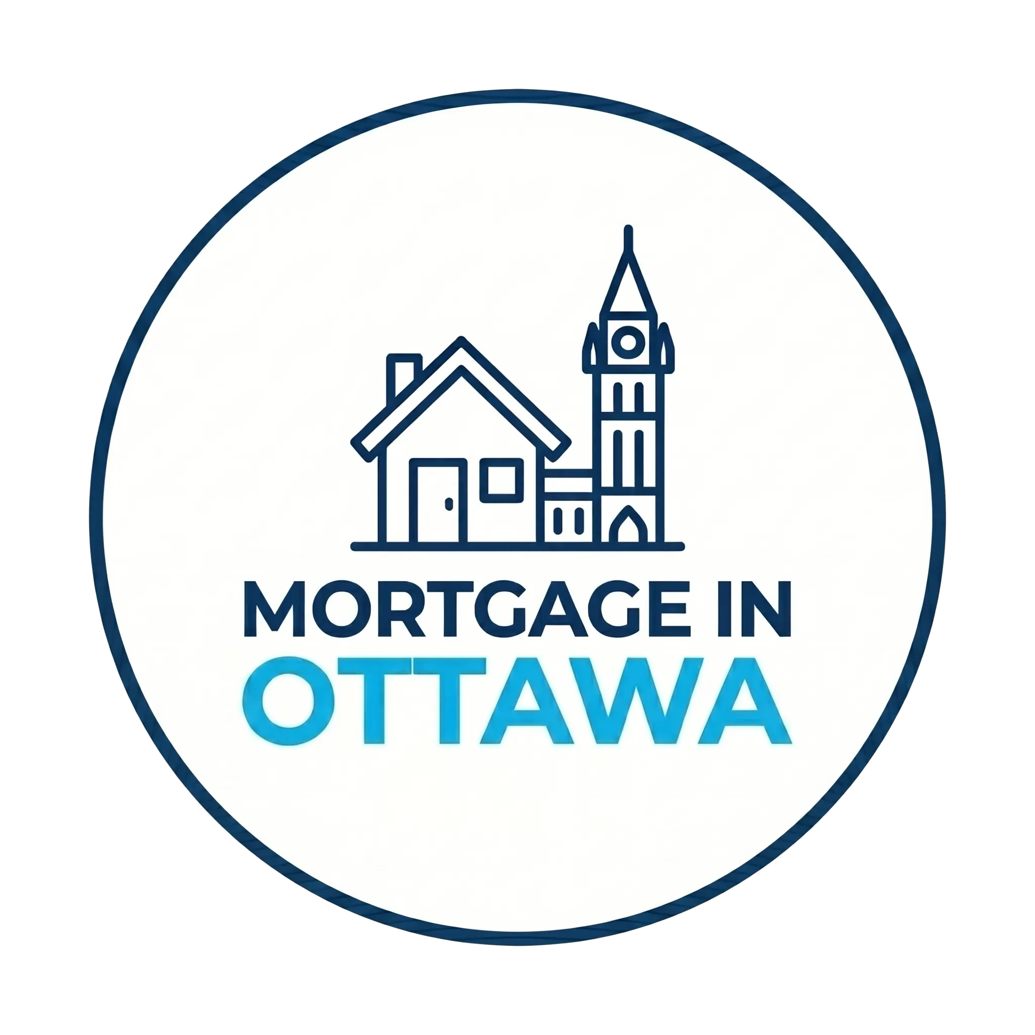 Mortgage in Ottawa logo, a house beside the Ottawa Peace Tower