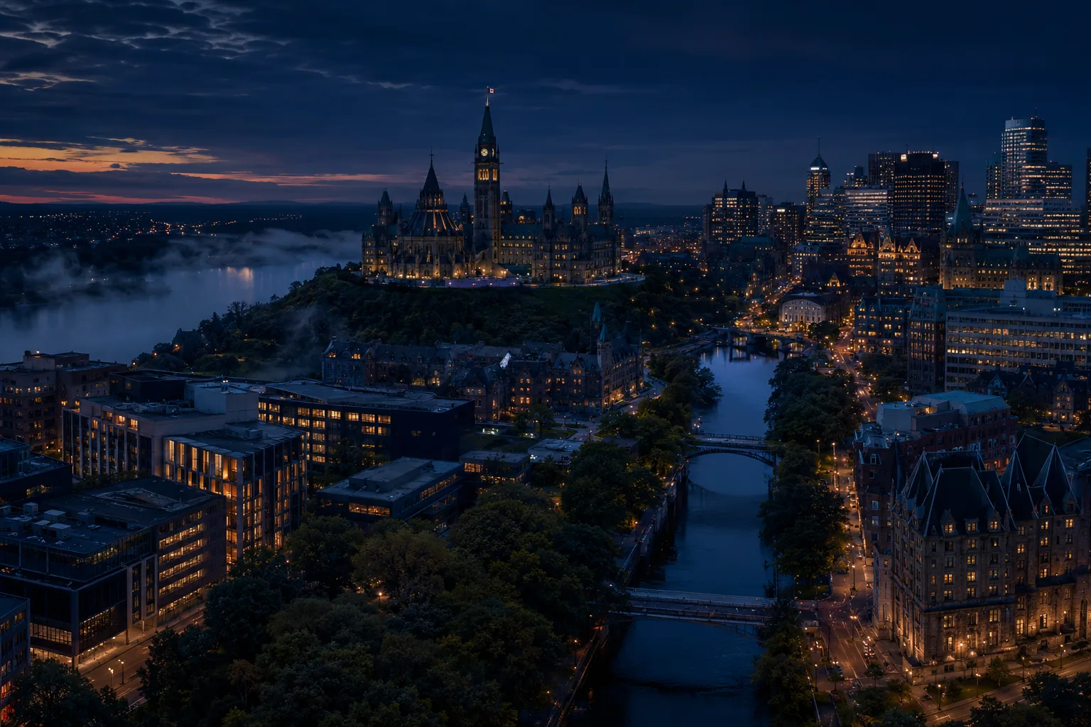 Ottawa skyline at dusk, the city where mortgage agent Nick Bachusky helps families get in touch and get approved
