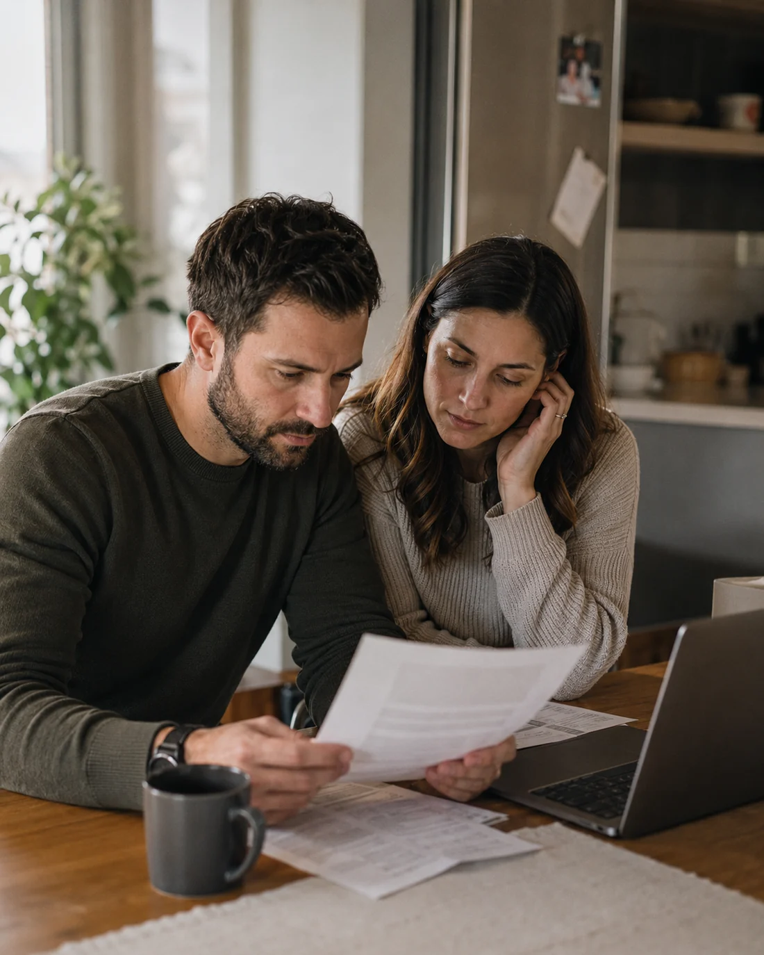 An Ottawa couple carefully reading their mortgage contract before signing