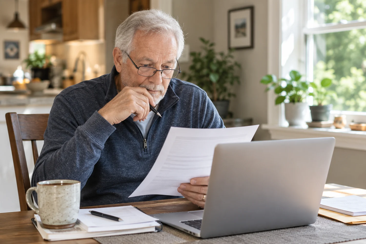 Ottawa homeowner reviewing reverse mortgage documents at home, guided through independent legal advice